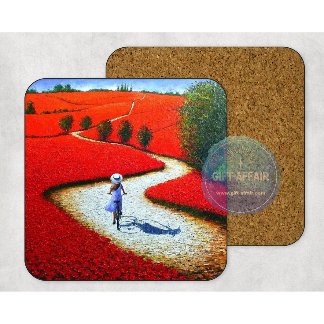 Red flowers coasters