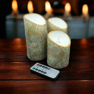 Abstract floral flameless flickering candles set