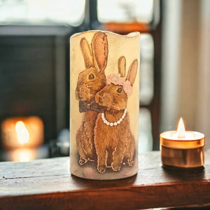 LED candle, Love bunny candle gift for her, for him, anniversary gift, romantic gift