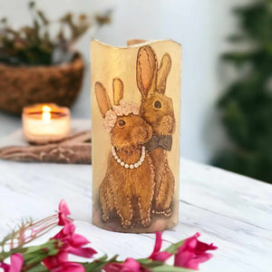 LED candle, Love bunny candle gift for her, for him, anniversary gift, romantic gift
