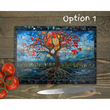 Load image into Gallery viewer, Blooming Tree Glass Chopping Board | Faux Stained Glass Floral Kitchen Decor | Cooking Gift | Housewarming Gift | Placemats | 4 Patterns