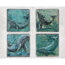 Load image into Gallery viewer, Blue Whale Vintage Tile Slate Coaster, 3d effect tile gift, home and garden decor, letterbox gift, Birthday, new home gift, 4 patterns