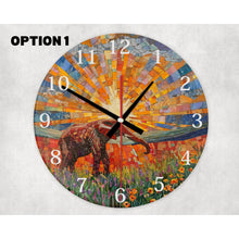 Load image into Gallery viewer, African ELephant glass wall clock, wall decor, 3D effect faux stained glass, housewarming gift, gift for family, freinds and colleagues