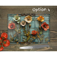 Load image into Gallery viewer, Poppy Field Glass Chopping Board | Faux Stained Glass Floral Kitchen Decor | Housewarming Gift | Placemats | Mother&#39;s Day Gift | 6 Patterns