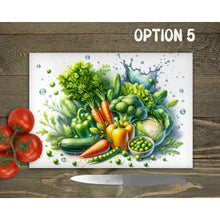 Load image into Gallery viewer, Fresh Vegetables Glass Chopping Board | Kitchen Decor | New Home Gift | Placemat | Birthday, Mother&#39;s Day Gift | 5 Patterns