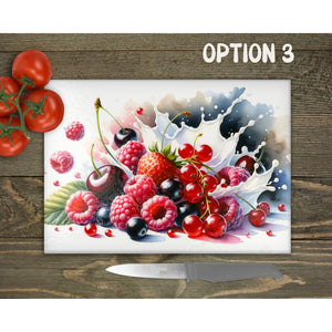 Mixed Berries Glass Chopping Board | Kitchen Decor | New Home Gift | Placemat | Birthday, Mother's Day Gift | 5 Patterns