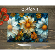 Load image into Gallery viewer, Daisies Glass Chopping Board | Fax Stained Glass Kitchen Decor | Housewarming Gift | Placemat | Birthday Gift | Spring Decor | 5 Patterns