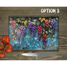 Load image into Gallery viewer, Wisteria Glass Chopping Board | Faux Stained Glass Kitchen Decor | New Home Gift | Placemat | Birthday, Mother&#39;s Day Gift | 3 Patterns