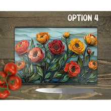 Load image into Gallery viewer, Buttercups Glass Chopping Board | Faux Stained Glass Kitchen Decor | New Home Gift | Placemat | Birthday, Mother&#39;s Day Gift | 4 Patterns