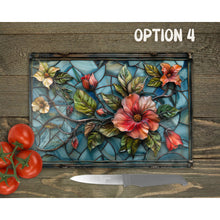 Load image into Gallery viewer, Azalea Glass Chopping Board | Faux Stained Glass Kitchen Decor | New Home Gift | Placemat | Birthday, Mother&#39;s Day Gift | 4 Patterns