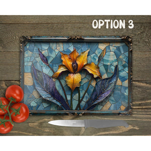 Iris Glass Chopping Board | Faux Stained Glass Kitchen Decor | New Home Gift | Placemat | Birthday, Mother's Day Gift | 3 Patterns