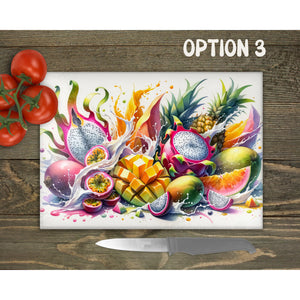 Tropical Fruit Glass Chopping Board | Kitchen Decor | New Home Gift | Placemat | Birthday, Mother's Day Gift | 3 Patterns