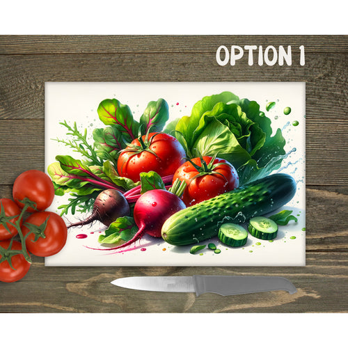 Fresh Vegetables Glass Chopping Board | Kitchen Decor | New Home Gift | Placemat | Birthday, Mother's Day Gift | 5 Patterns