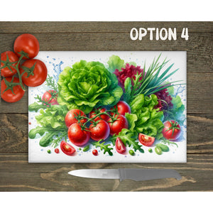 Fresh Vegetables Glass Chopping Board | Kitchen Decor | New Home Gift | Placemat | Birthday, Mother's Day Gift | 5 Patterns