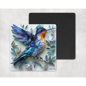 Hummingbirds Coasters | Neoprene coasters gift | Modern art home and garden decor | Letter box gift | Housewarming gift | Set of 4 coasters