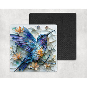 Hummingbirds Coasters | Neoprene coasters gift | Modern art home and garden decor | Letter box gift | Housewarming gift | Set of 4 coasters