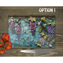 Load image into Gallery viewer, Wisteria Glass Chopping Board | Faux Stained Glass Kitchen Decor | New Home Gift | Placemat | Birthday, Mother&#39;s Day Gift | 3 Patterns