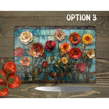 Load image into Gallery viewer, Buttercups Glass Chopping Board | Faux Stained Glass Kitchen Decor | New Home Gift | Placemat | Birthday, Mother&#39;s Day Gift | 4 Patterns
