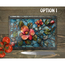 Load image into Gallery viewer, Azalea Glass Chopping Board | Faux Stained Glass Kitchen Decor | New Home Gift | Placemat | Birthday, Mother&#39;s Day Gift | 4 Patterns