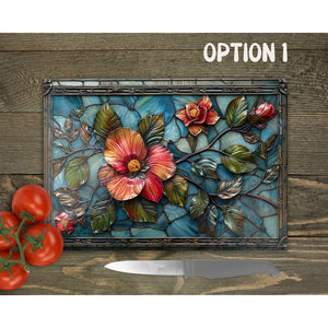 Azalea Glass Chopping Board | Faux Stained Glass Kitchen Decor | New Home Gift | Placemat | Birthday, Mother's Day Gift | 4 Patterns
