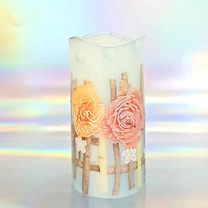 Rose fence LED pillar candle