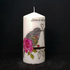 Large pillar candle Love Birds Wax pillar candle Candle Affair