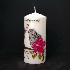 Large pillar candle Love Birds Wax pillar candle Candle Affair