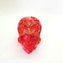 Load image into Gallery viewer, Skull pillar candle Happy Halloween [product_type] Candle Affair