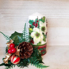 Load image into Gallery viewer, White Christmas flower pillar candle Wax pillar candle Candle Affair