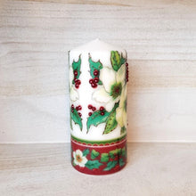 Load image into Gallery viewer, White Christmas flower pillar candle Wax pillar candle Candle Affair
