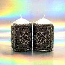 Load image into Gallery viewer, Black and White Pillar candles [product_type] Candle Affair