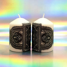 Load image into Gallery viewer, Black and White Pillar candles [product_type] Candle Affair