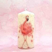 Load image into Gallery viewer, Pink Flamingos Large pillar candle Wax pillar candle Candle Affair