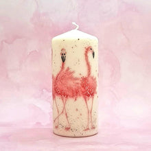 Load image into Gallery viewer, Pink Flamingos Large pillar candle Wax pillar candle Candle Affair
