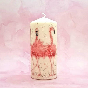 Pink Flamingos Large pillar candle Wax pillar candle Candle Affair