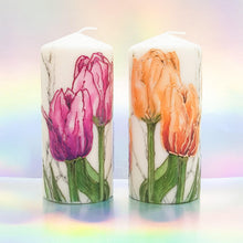 Load image into Gallery viewer, Pink Tulips Large pillar candle Wax pillar candle Candle Affair