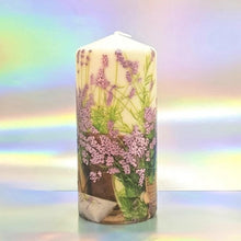 Load image into Gallery viewer, Purple Bloom Large pillar candle Wax pillar candle Candle Affair