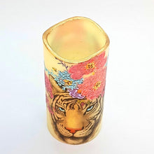Load image into Gallery viewer, Floral Zebra and Tiger LED wax pillar candles - Candle Affair
