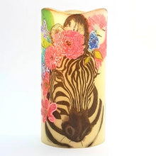 Load image into Gallery viewer, Floral Zebra and Tiger LED wax pillar candles - Candle Affair
