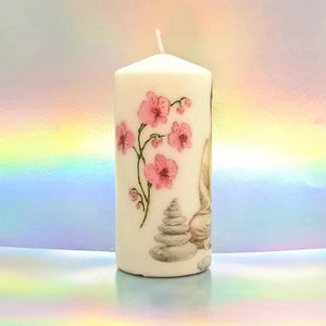 Inner Peace and Strength Large pillar candle Flowers CandleAffair