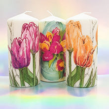 Load image into Gallery viewer, Decorative spring candles,  Unique floral candles, Perfect gift, outdoor, garden decor