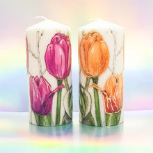 Load image into Gallery viewer, Decorative pillar candles,  Unique floral candles, Perfect gift, outdoor, garden decor