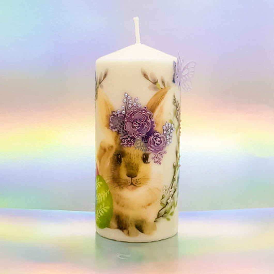 Easter hand decorated pillar candles, Easter decor and gift