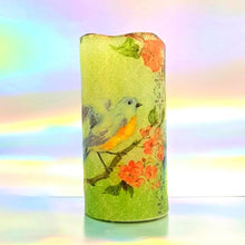Load image into Gallery viewer, Pastel birds LED pillar candle LED Candles CandleAffair
