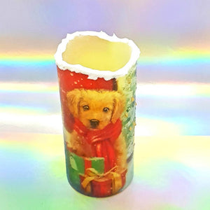 Christmas Flickering LED pillar candle, unique Christmas flameless decoration, gift, snow candle, safe for children and pets