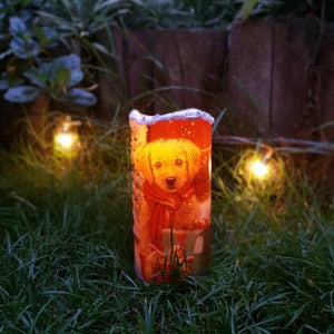 Christmas Flickering LED pillar candle, unique Christmas flameless decoration, gift, snow candle, safe for children and pets