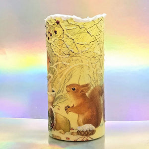 Christmas flameless LED pillar candle, unique Christmas flickering candle decor, gift, snow candle, safe for children and pets