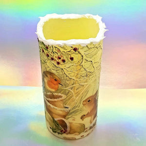 Christmas flameless LED pillar candle, unique Christmas flickering candle decor, gift, snow candle, safe for children and pets