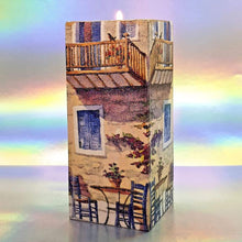 Load image into Gallery viewer, Wooden tea light candle holder, unique holiday memorabilia, home decor, gift, house warming present, fire place décor