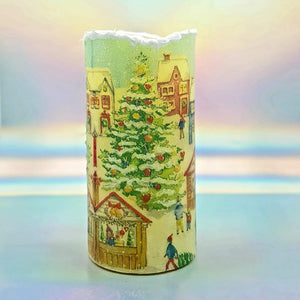 Christmas LED pillar candle, flameless decorative Christmas market candle, gift, night light, festive decor